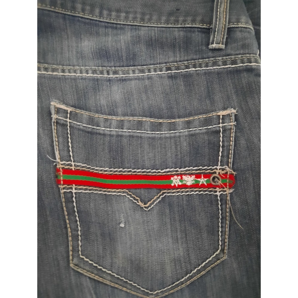 Avirex Jeans 38 34 33 Dark Wash Faded Embroidered Denim Blue Jeans Baggy Y2k Vtg